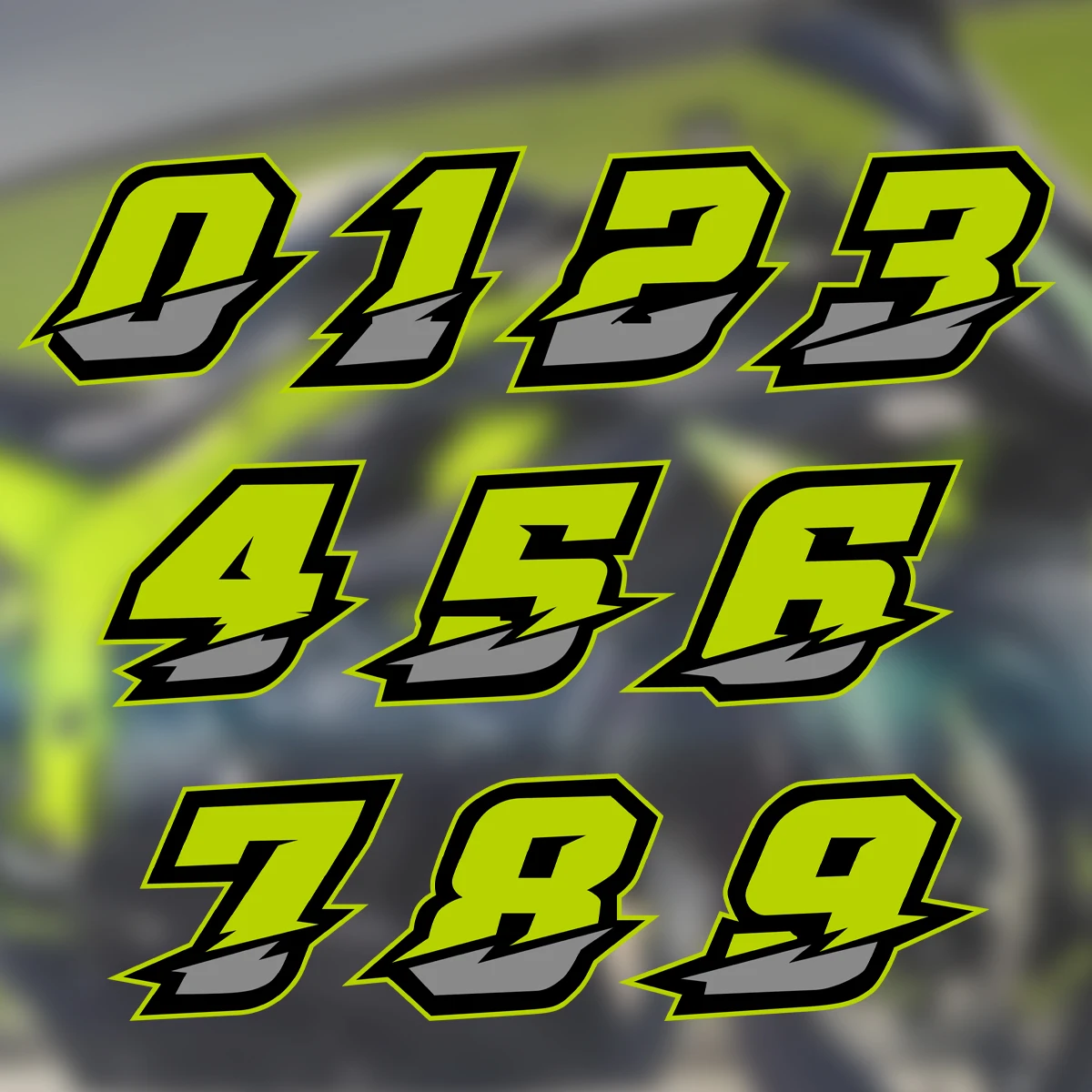 0123456789 Green Number Motorcycle Stickers Fuel Tank Fairing DIY Moto Helmet Body Vinyl Decals Accessories for Kawasaki YAMAHA