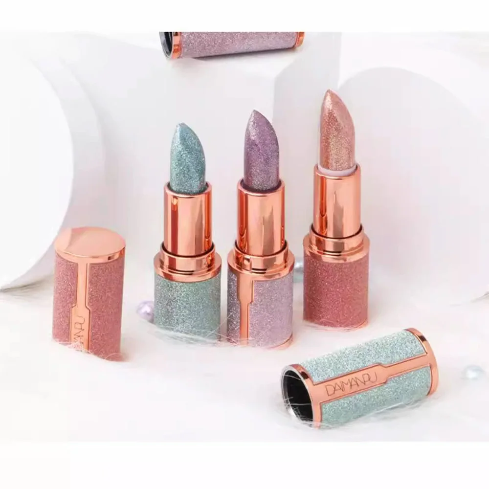 1PC Temperature Color Changing Glitter Lipstick, Shimmer Magic Color Shift Lip Stick, Multi-Color Optional Moisturizing Lip Care Makeup for Women Daily Use