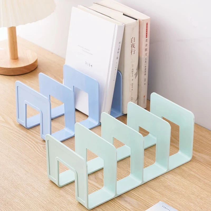 4 Grid Bookends Stand Bookshelf Desktop Decor Storage Rack Bookend Book Holder School Stationery Office Desktop File Organizer