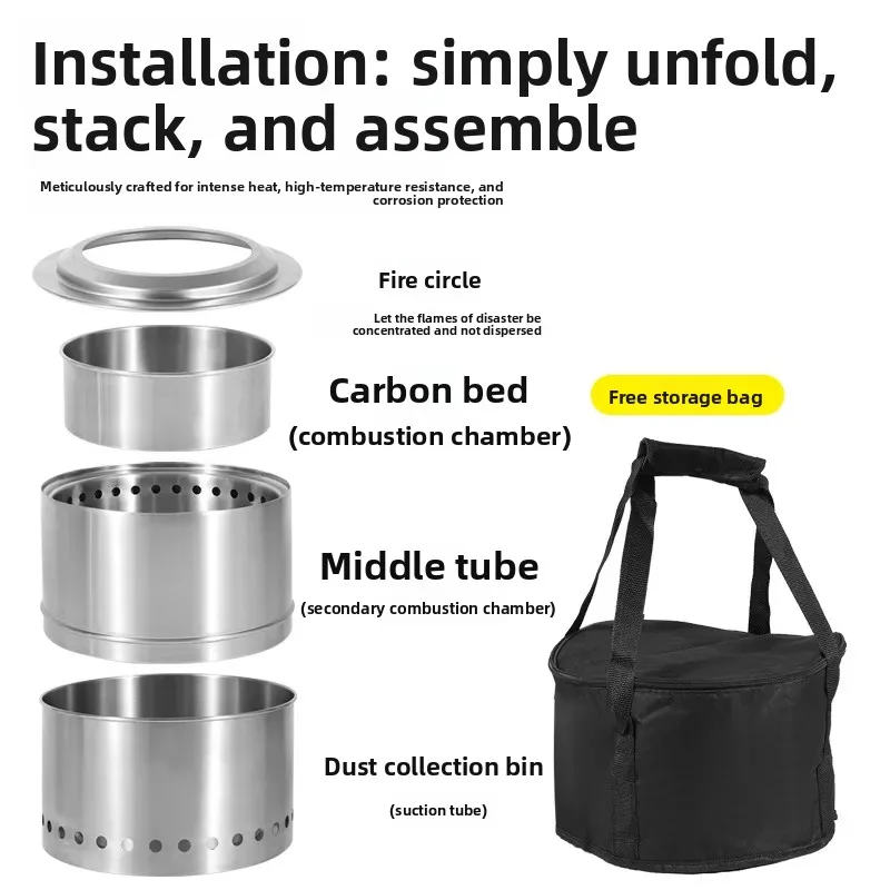 Outdoor stainless steel oven Foldable firewood stove High temperature resistant and not easy to deform Camping picnic