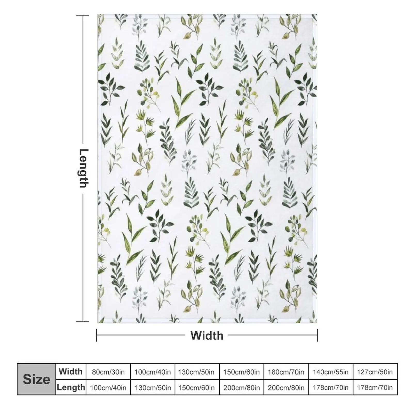 Watercolor Greenery Throw Blanket wednesday Travel Blankets