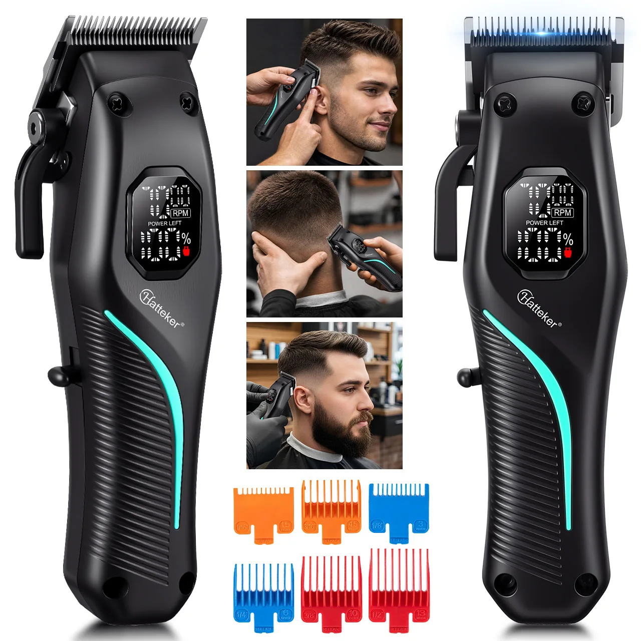 Hatteker Professional Electric Hair Clippers Adjustable Blades Men's Barbershop Salon Quality Haircutting Tools