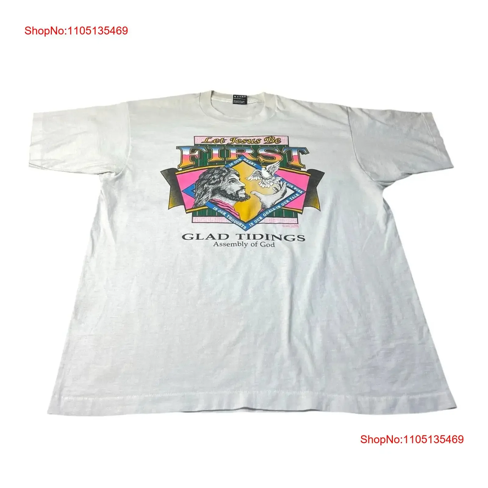 

Винтажная футболка Let Jesus Christ Be First Glad Tidings 1992, размер XL, США, винтажная, мягкая, унисекс, мужская, слегка уличная одежда