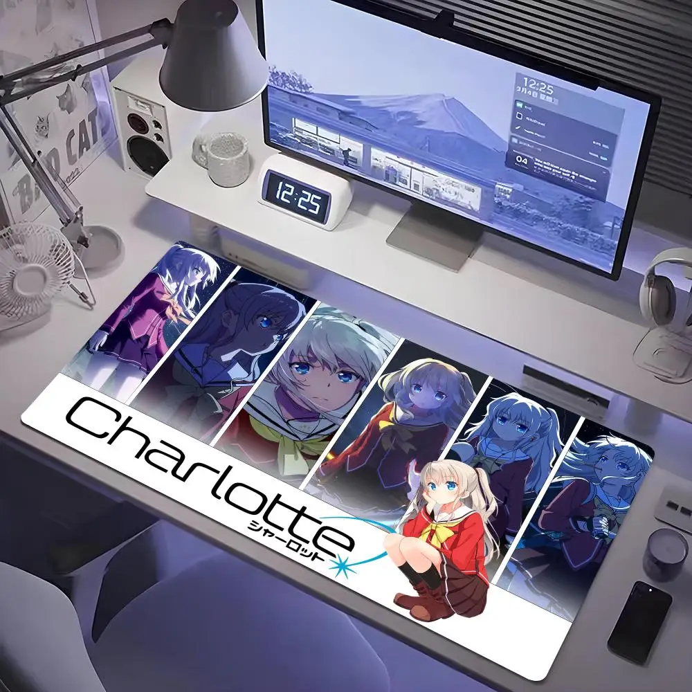 Tomori Nao Charlotte Mouse Pad Tablet mouse Pad Laptop xl desktop mate, cute HD Rainbow Gaming keyboard pad, Player, 90x40