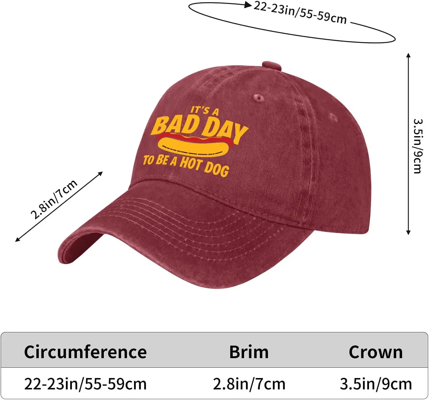 يوم سيئ ليكون قبعات هوت دوج للرجال قبعات البيسبول المتعثرة ذات الغسيل المنخفض التسليم في اليوم التالي