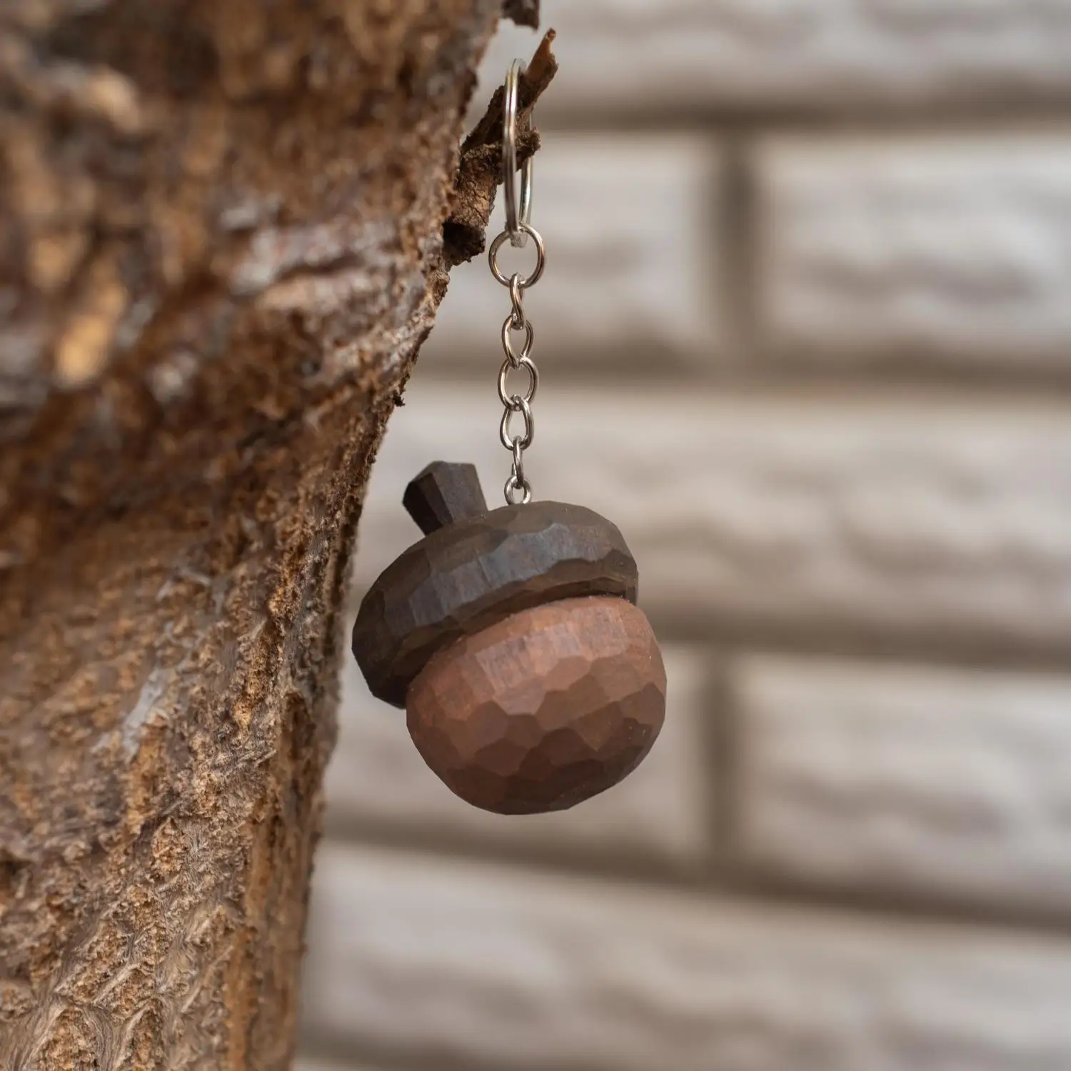 

Acorn Wooden Art Keychain,Wood Carved Ornament,Bag Lucky Charm,Car Accessory,Daily Carry,Memorial Keepsake,