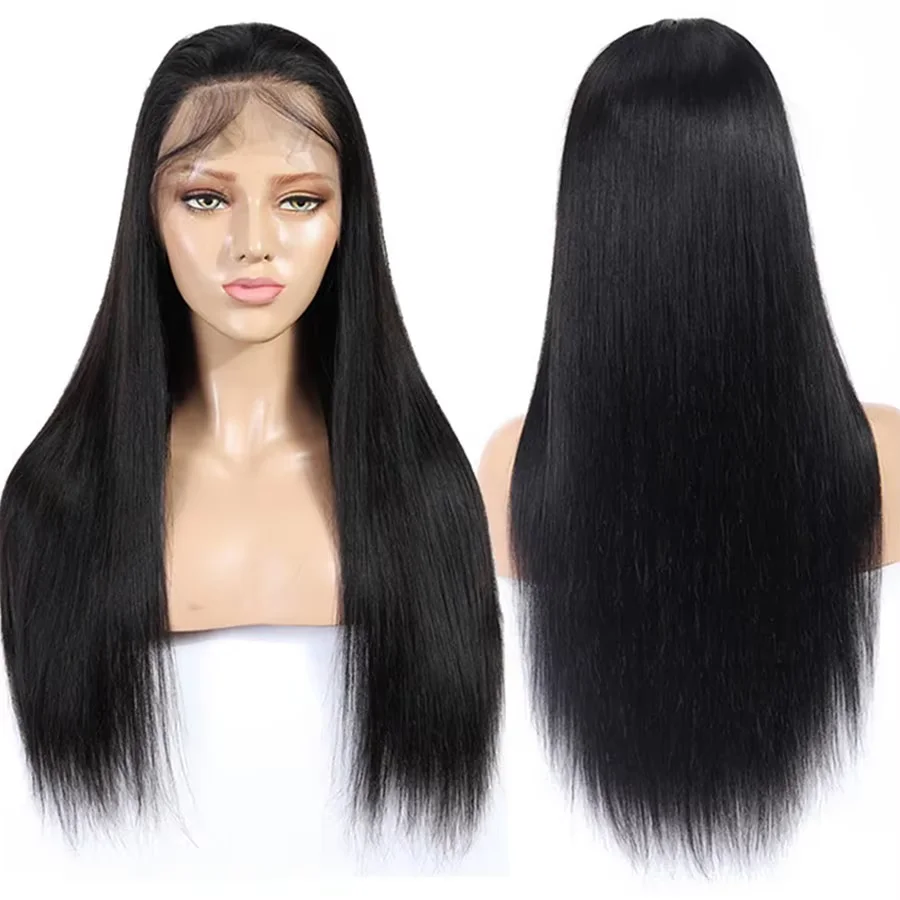 100% cheveux humains brésiliens 13x6 HD dentelle avant perruque os droit naturel noir perruques de cheveux humains 13x4 dentelle frontale perruque pour les femmes
