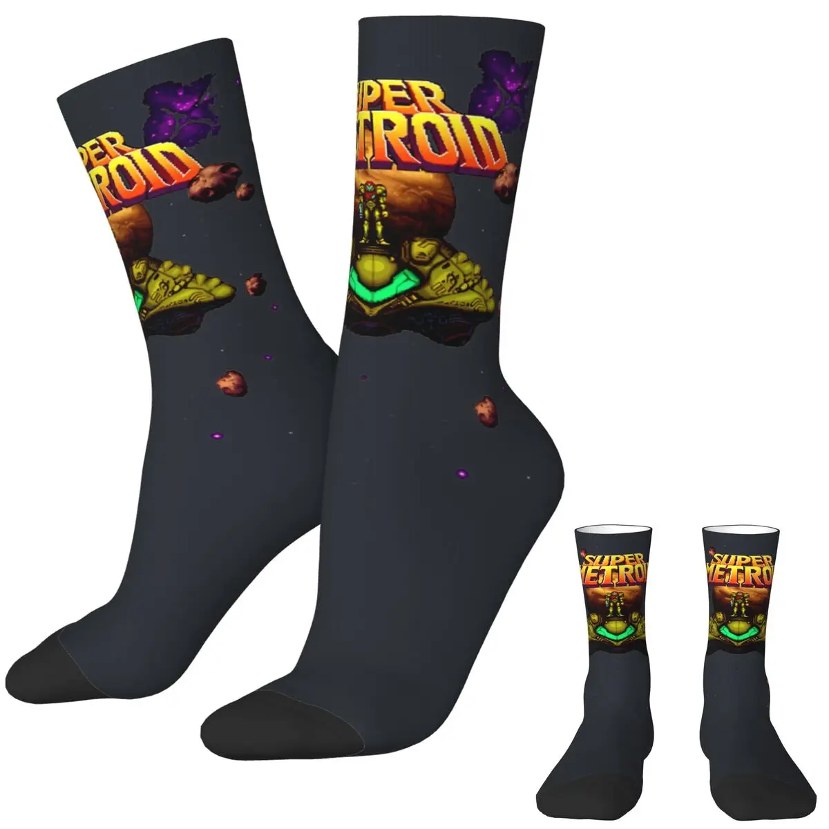 Super Metroid Stockings Giant Metroid Custom Leisure Socks Autumn Non-Slip Socks Men Running Breathable Socks