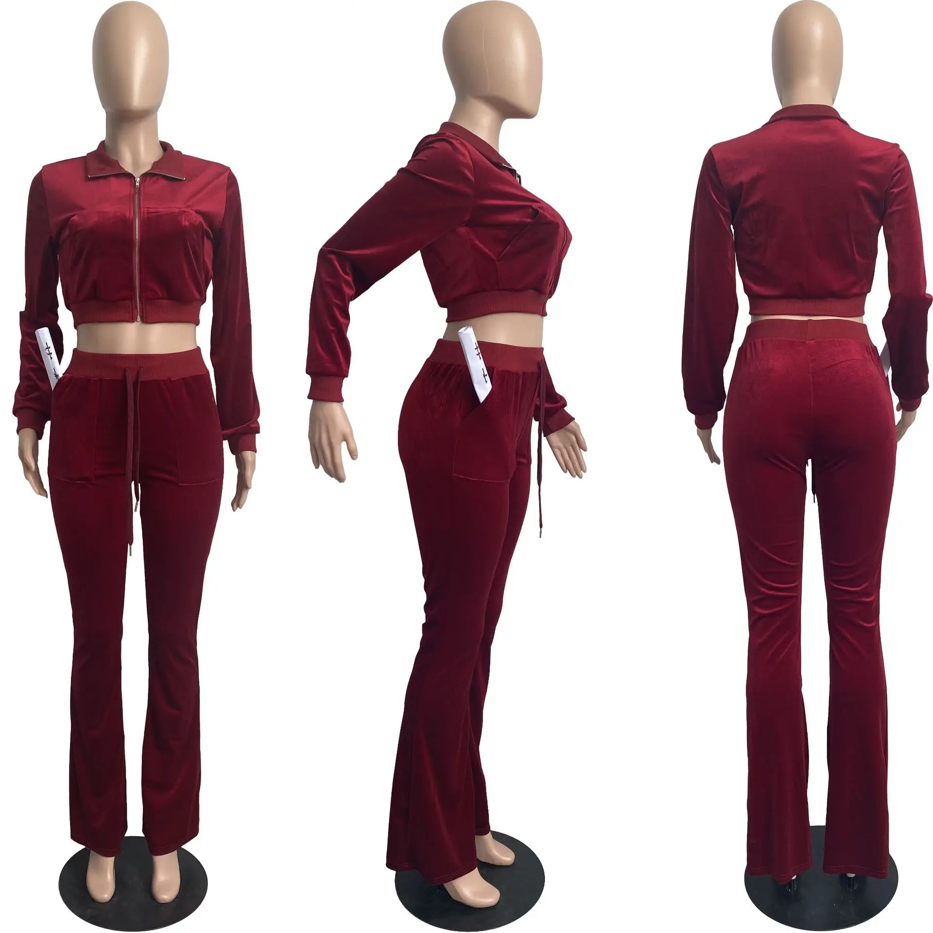 Velour Tracksuit Set 2 Piece Spring Women Sport Suit Long Sleeve Jacket Sweater+pant Running Jogging Outfits Casual Workout Set