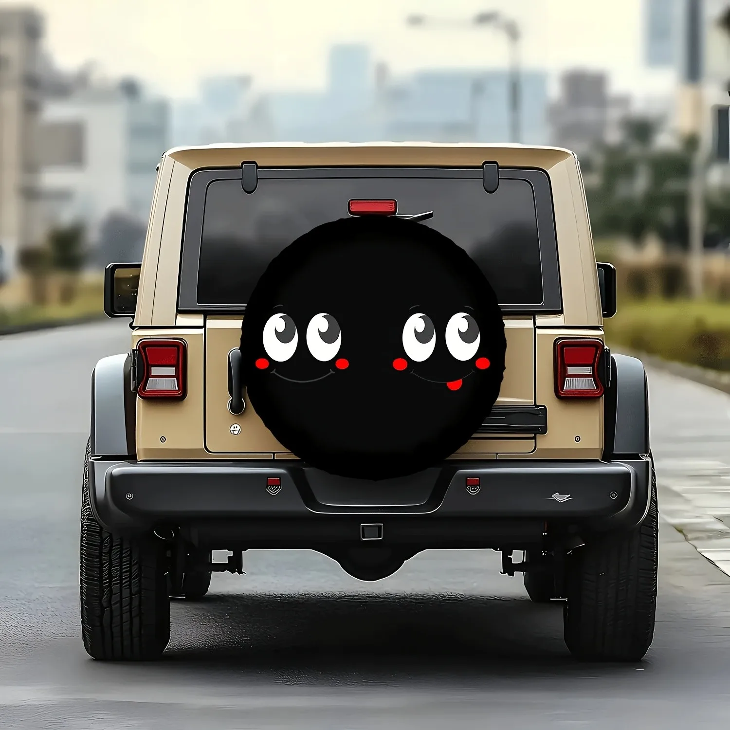 Cute Double Face Emoji Spare Tire Cover Waterproof Polyester Protection for SUV