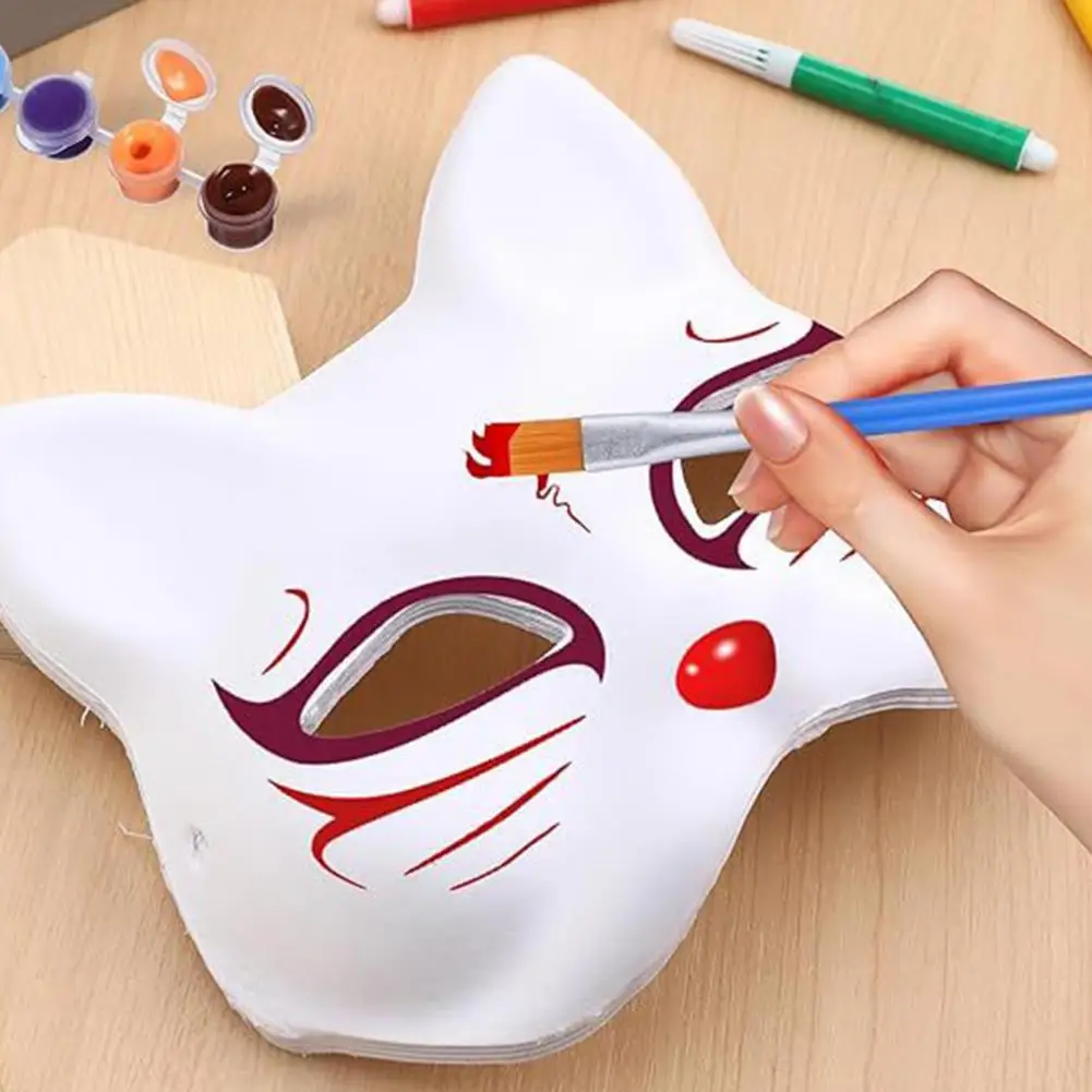 1 Set Cat Face Guard Kit Met Penseel 12 Kleuren Pigmenten Kleurenpalet Diy White Paper Eye Cover Stage Cosplay Kostuum Party