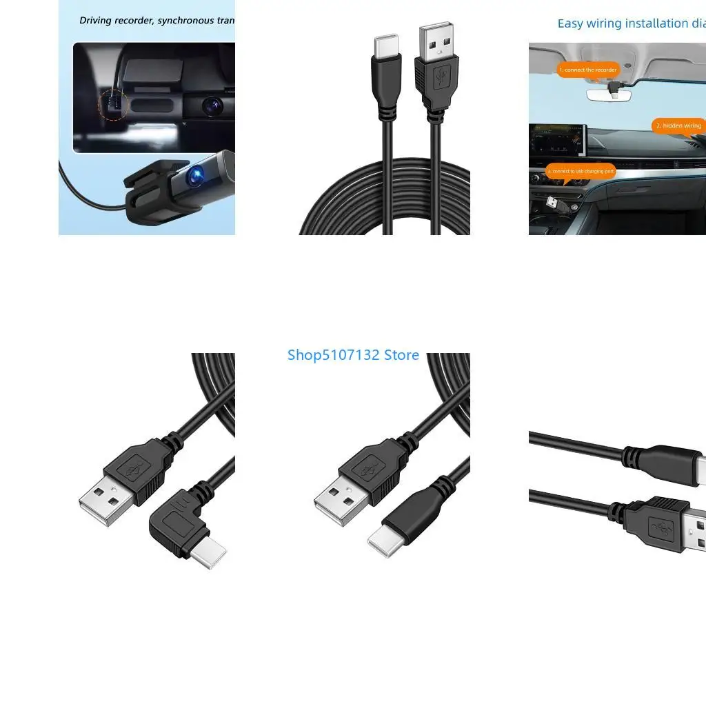 87HD Long 11.5ft USB Type C Charging Cable 5V Power Supply For Dashcams Security Systems Fan USB C Power Cord