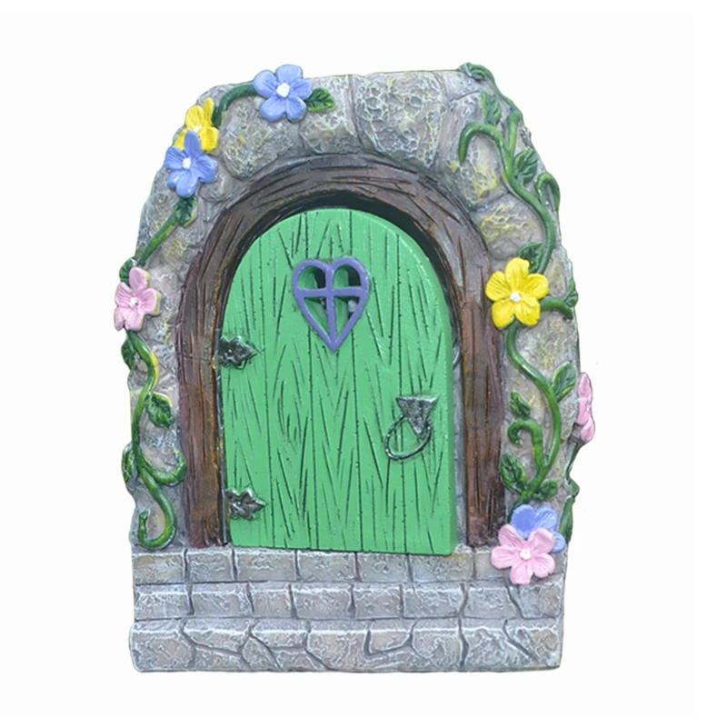 

Miniature Fairy Garden Solar Door Resin Garden Fairy House Sculpture Glowing New