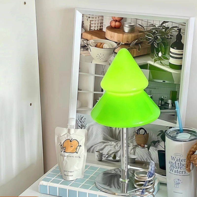 

Настольная лампа в виде рождественской елки, милый стеклянный орнамент, красочный декоративный светильник для настольной атмосферы допамина, прикроватная лампа для спальни