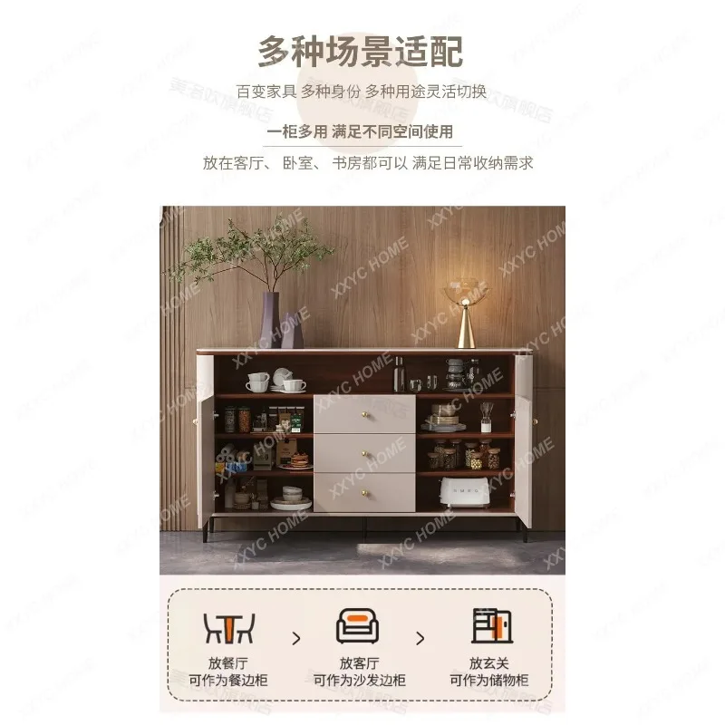 XX Rock slab dining side cabinet integrated storage against the wall,  minimalist practical tea, living room storage
