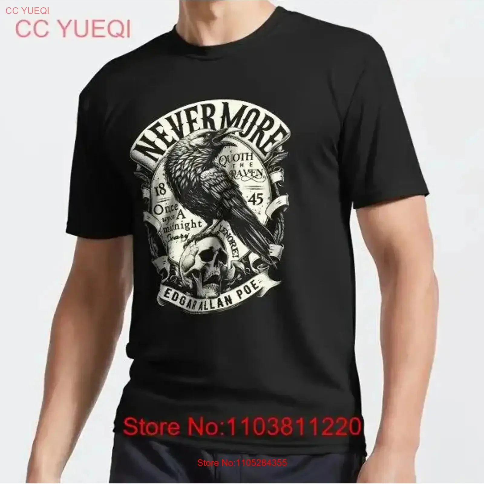 MOST POPULAR Edgar Allan Poe Nevermore Quoth The Raven Active T Shirt vintage Washed Top For Everyday Wear homme Stylish