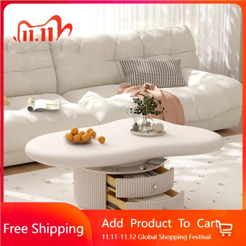 

Compact Light Luxury Coffee Table Storage Cream Style Center Table Unique Display Computer Salon Couchtisch Unique Furniture