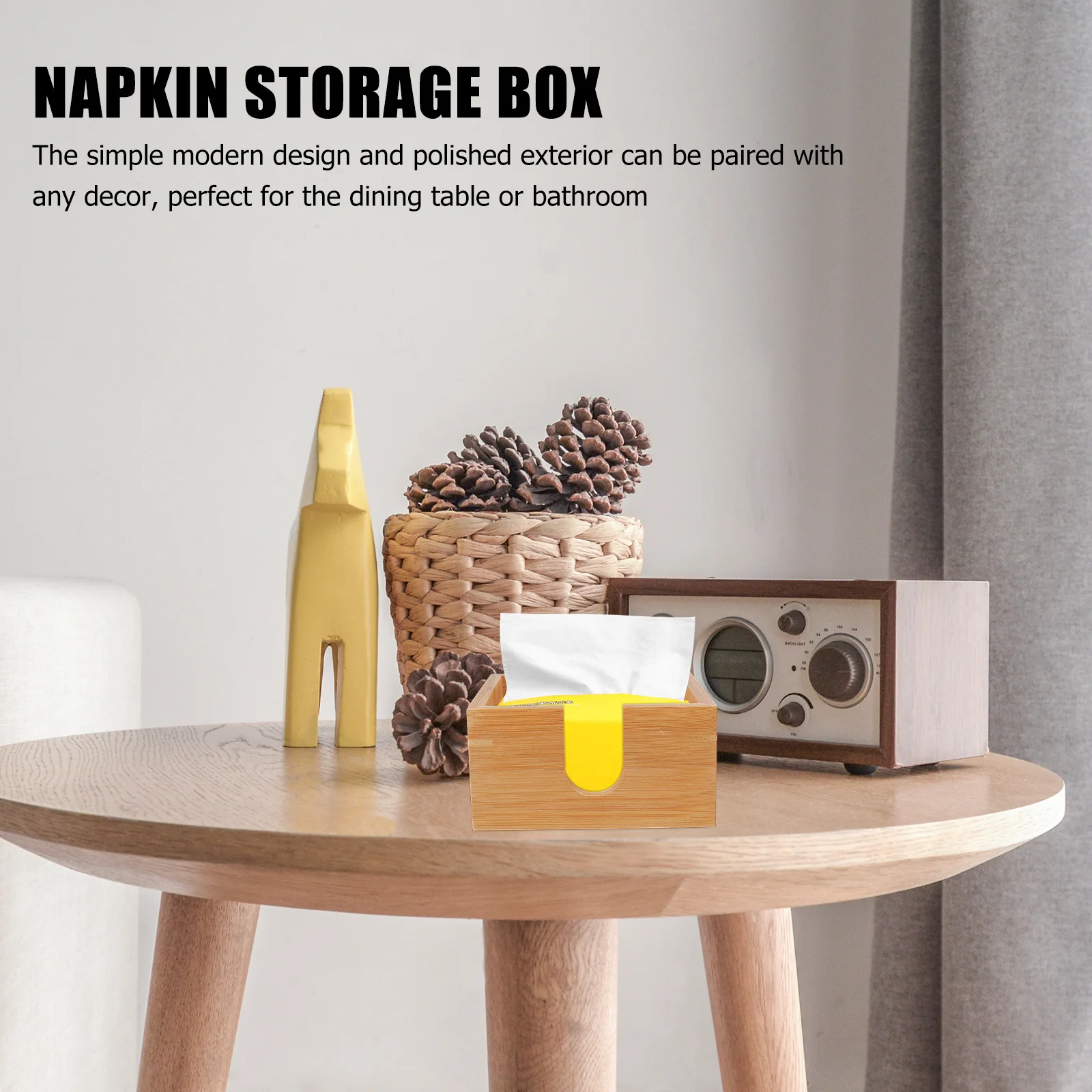 

Desktop Countertop Natural Style Napkin Holder for Restaurant Table Kitchen Paper Napkins Dispenser Tissue Box Storage Organizer