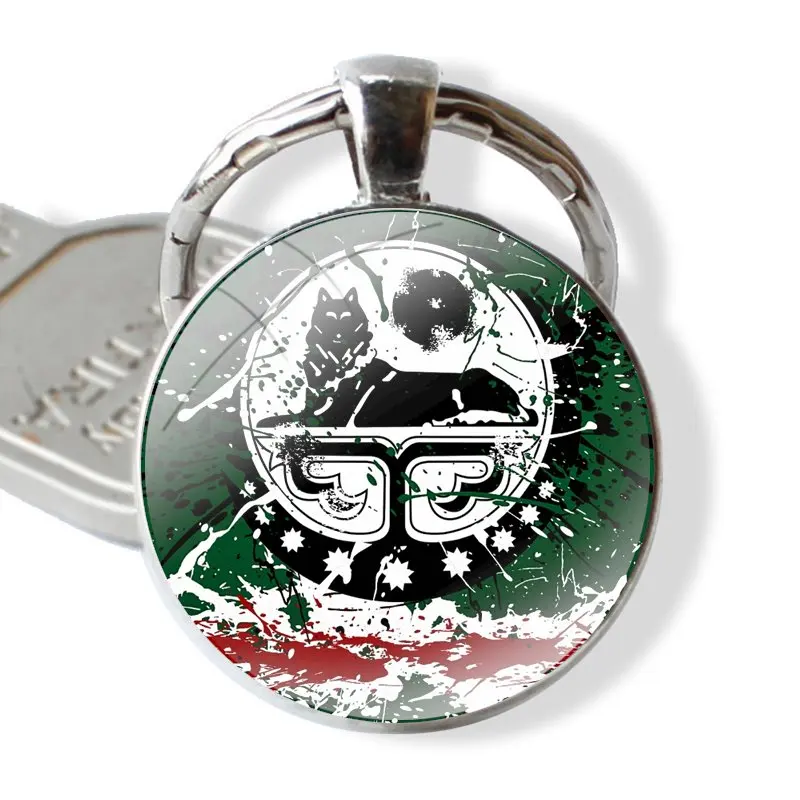 Flag Of Chechnya Art Keychain Handmade Glass Cabochon Key Ring Holder Pendant Key Chains