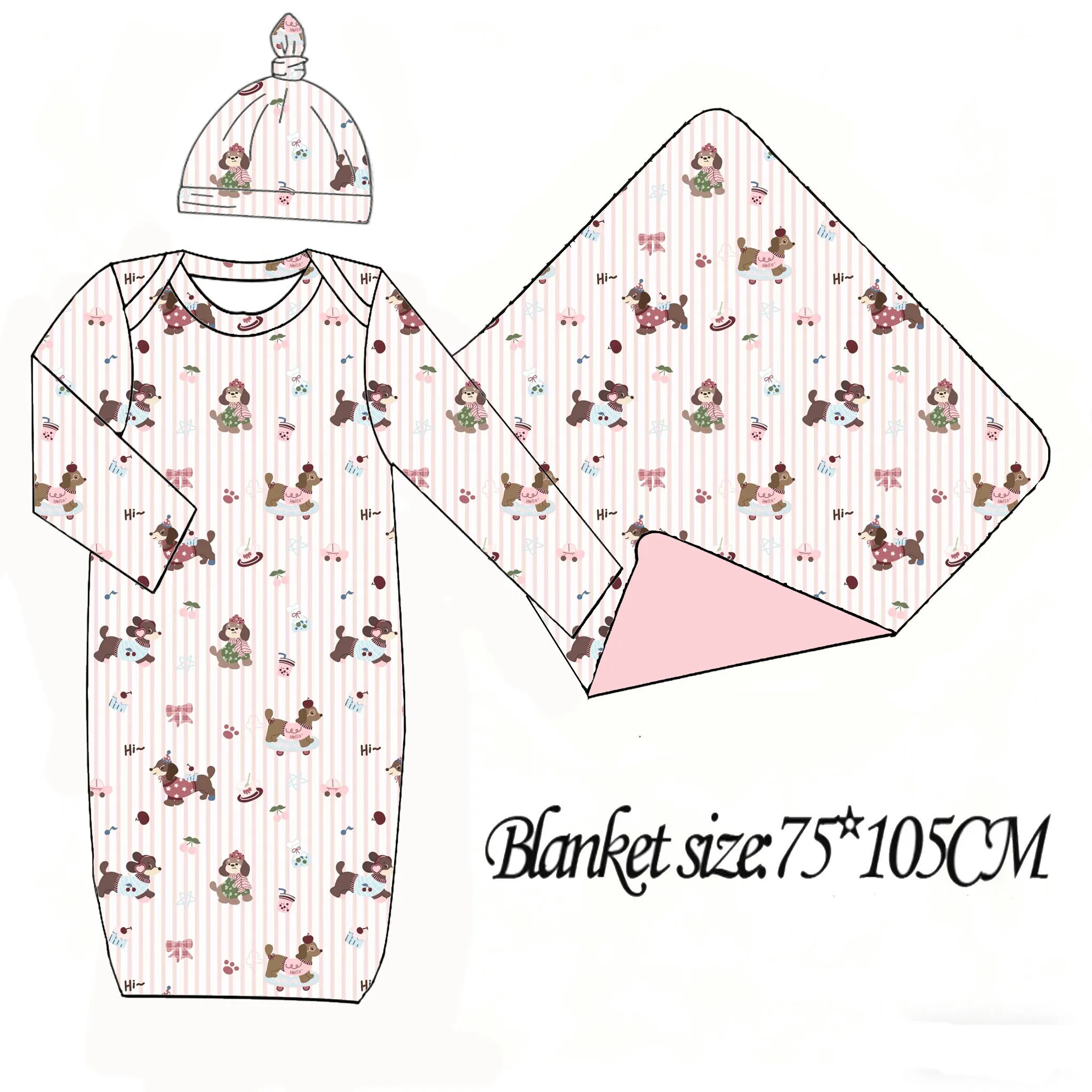 Boutique kids boys' romper long sleeves romper Hats and blankets cartoon animal print boy can custom boys and girls