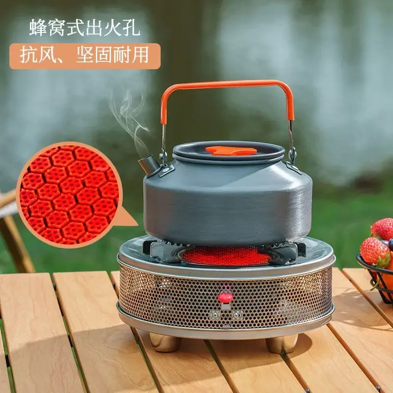 Portable Outdoor Camping Stove, Card Type Windproof Gas Stove, Infrared Energy-saving Fire Stove, Camp Cooking Supplies