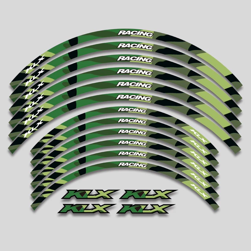 For KAWASAKI KLX400 KLX400SR KLX400R KLX300 KLX230 Reflective Motorcycle Accessories Wheel Sticker Hub Decals Rim Stripe Tape