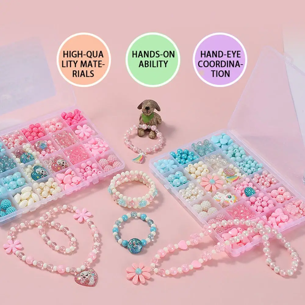 

Gift Educational Toys Girl Weaving Necklace Charms Beads Kids Toy Bracelet Loose Spacer Beads Crafts Making DIY Handmade Beaded