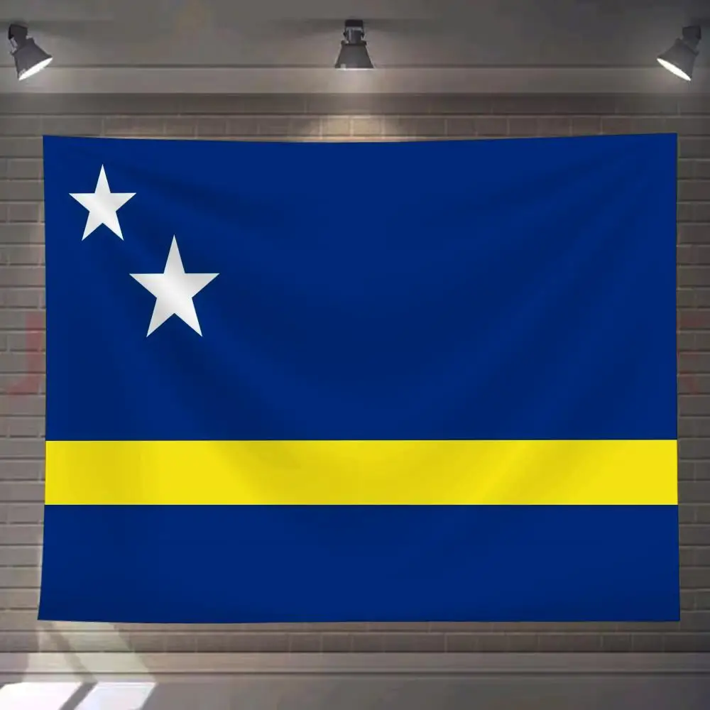 

C-Curacao CaribbeanS Logo Tapestry Custom Living Bedroom Party Dormitory Interior Wall Bohemian Decoration Attached Clip