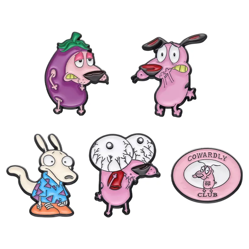 Animal Brooch Funny Eggplant Big Eyes Dog Shape Metal Badge Small Gift Wholesale Lapel Pins for Caps Backpack Accessories Pin