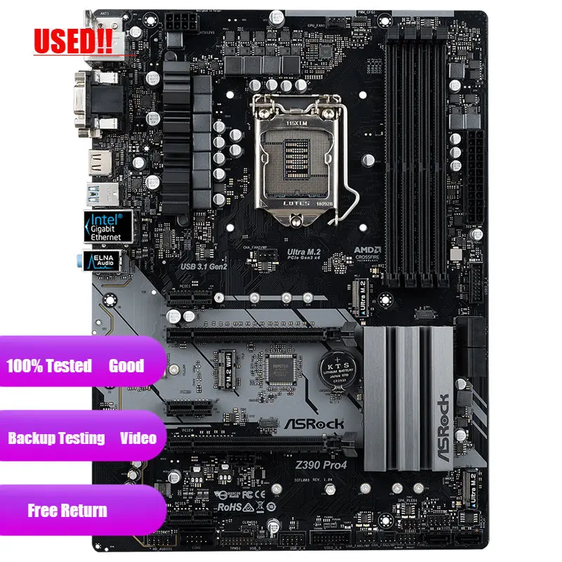 Used ASRock Z390 Pro4 Original Desktop 1151 Motherboard Z390 Socket LGA1151 DDR4 SATA3 USB3.0 M.2