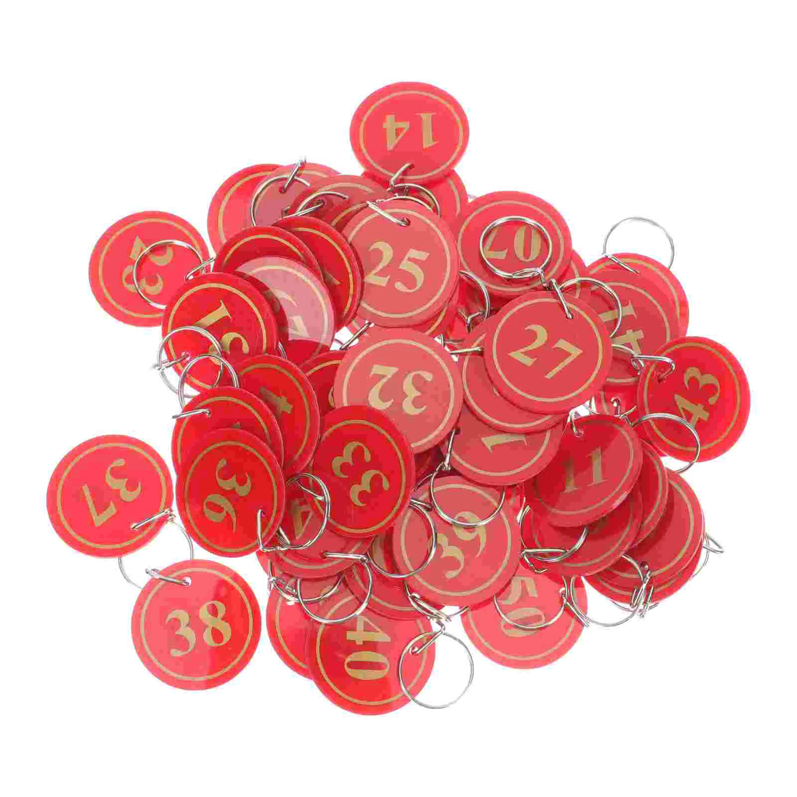 50-delige tagnummer Handbagage ID-tags Sleutelopslag Legering Ringlabels Rood genummerd Miss