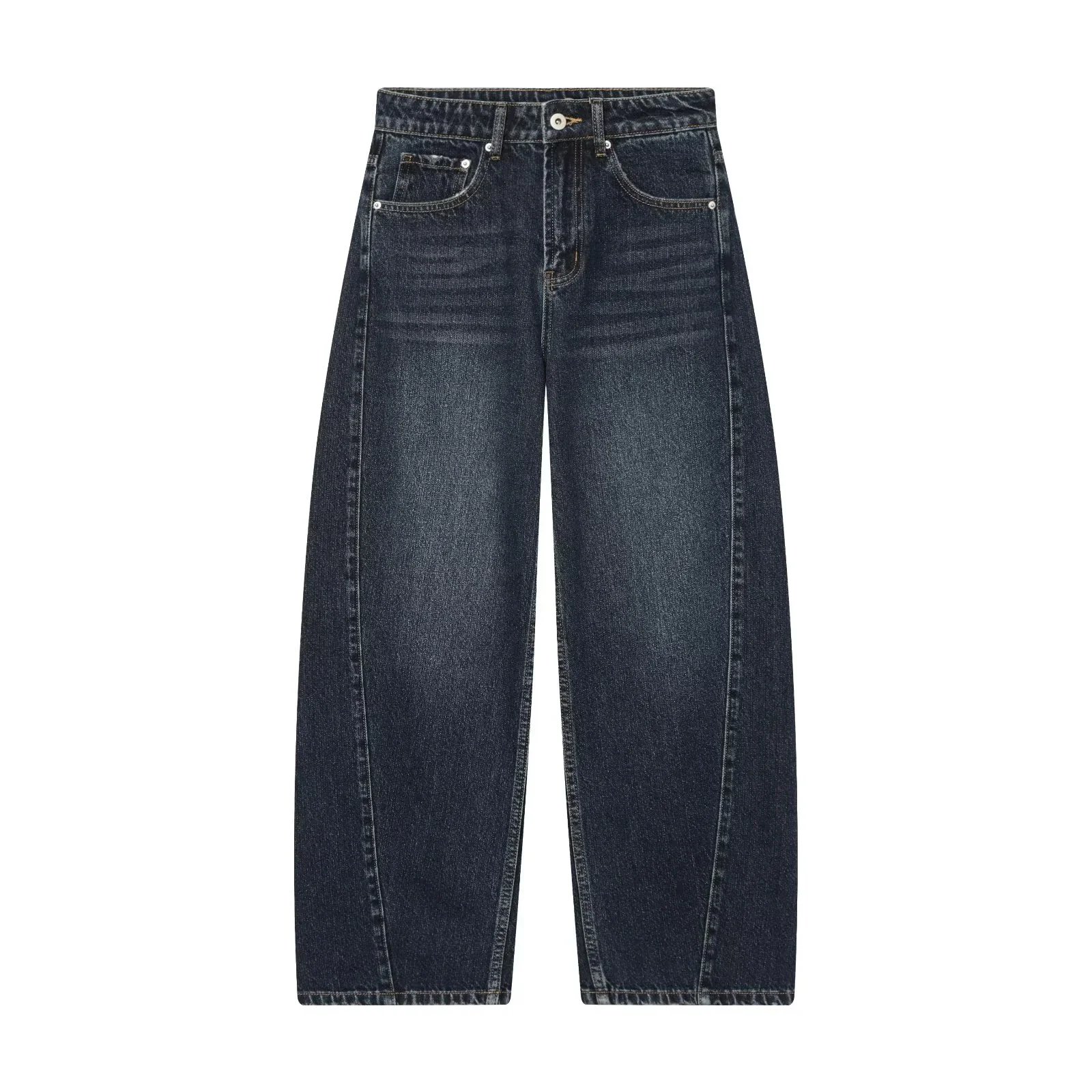 European and American style women's clothing mid waist balloon version sickle bending knife jeans