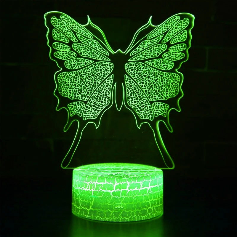 Butterfly 3D Night Light LED Illusion Lamp 7 Colors LED USB Night Lamp Bedroom Bedside Lamps Room Decor Christmas Birthday Gifts