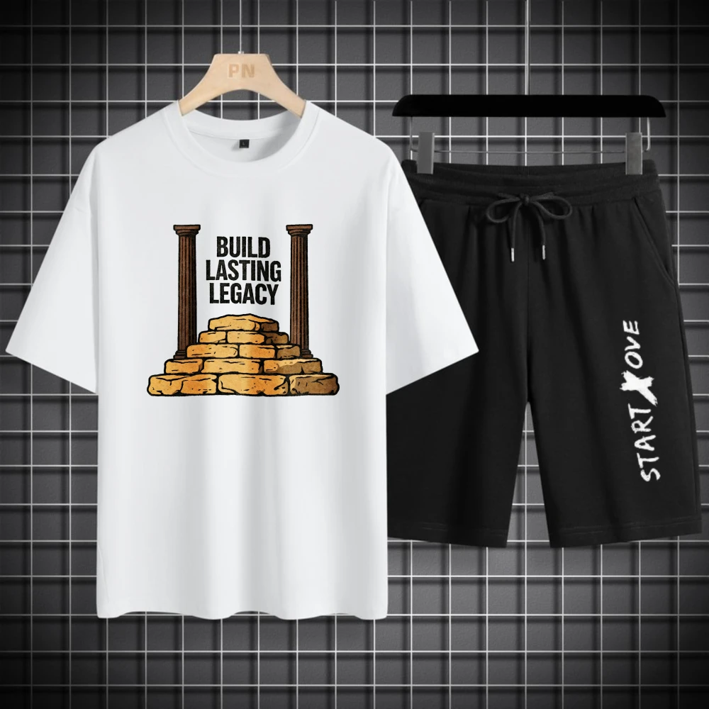 أطقم قمصان رجالية صيفية بأكمام قصيرة + شورت بوليستر ملابس بالتنقيط أطقم رجالية جديدة شاندال رجالي موضة قابلة للتنفس