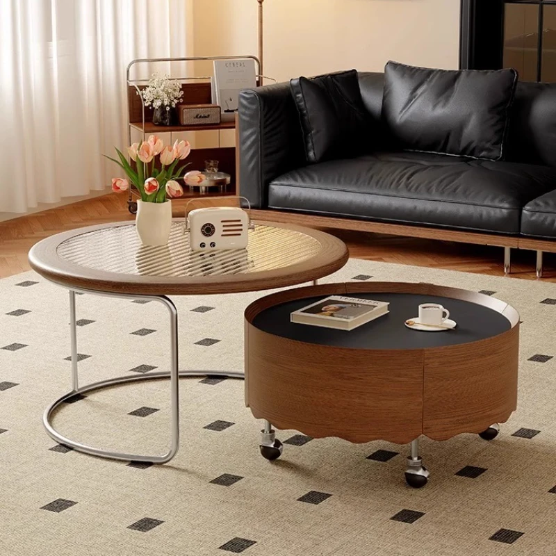 

European Japandi Coffee Table Italian Storage Vintage Nesting Coffee Table Nordic Design Mesa De Centro Sala Home Furniture