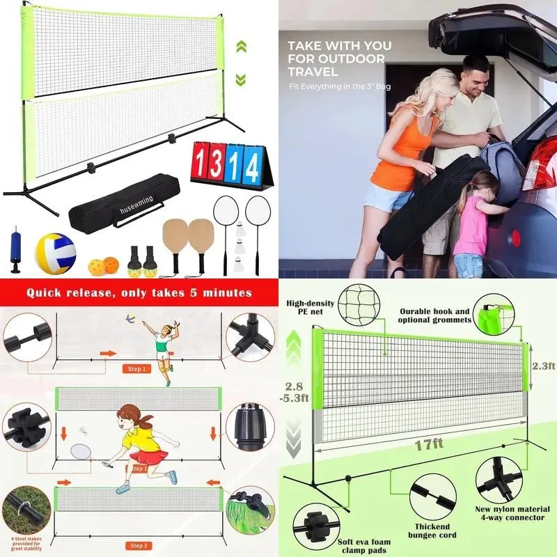 Portable Honeycomb Core Peak Racket Set Durable Eco Friendly 6.7m Net Bar Oxford Cloth Tote
