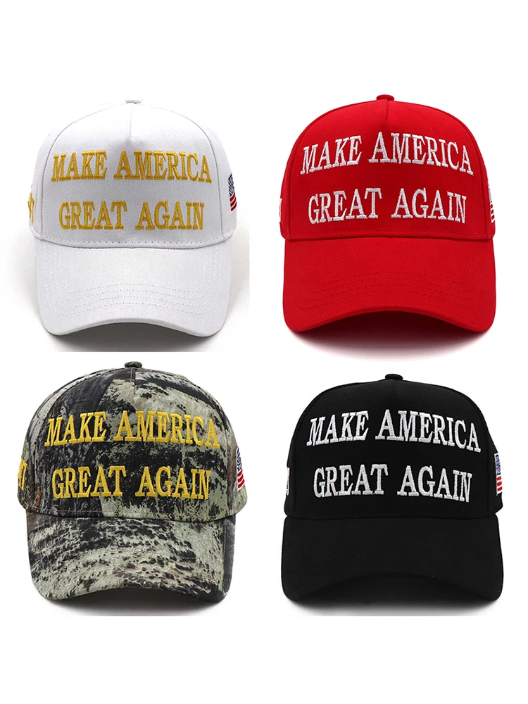 Gorra Roja y Blanca 2024 MAGA Donald Trump, 45-47 MAKE AMERICA GREAT AGAIN, Eslogan, Ajustable, Bordada, Bandera Americana de USA, Gorra de Béisbol