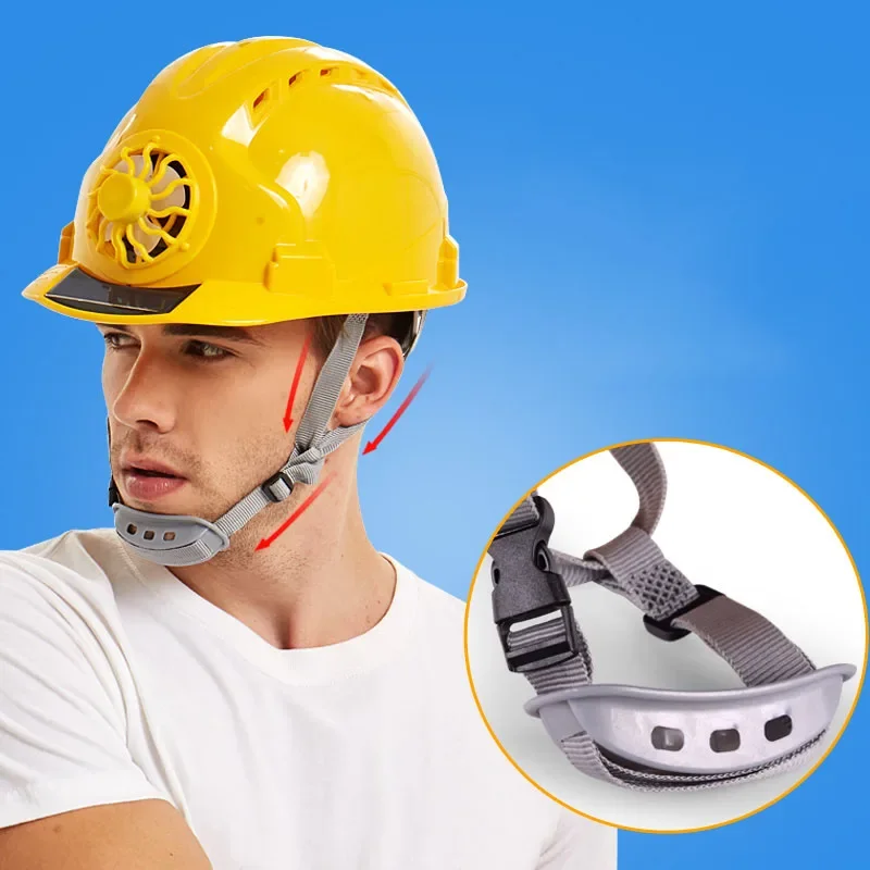 Solar Fan Helmet Outdoor Work Safety Helmet Construction Workplace ABS Material Protection Cap Powered by Solar Panels