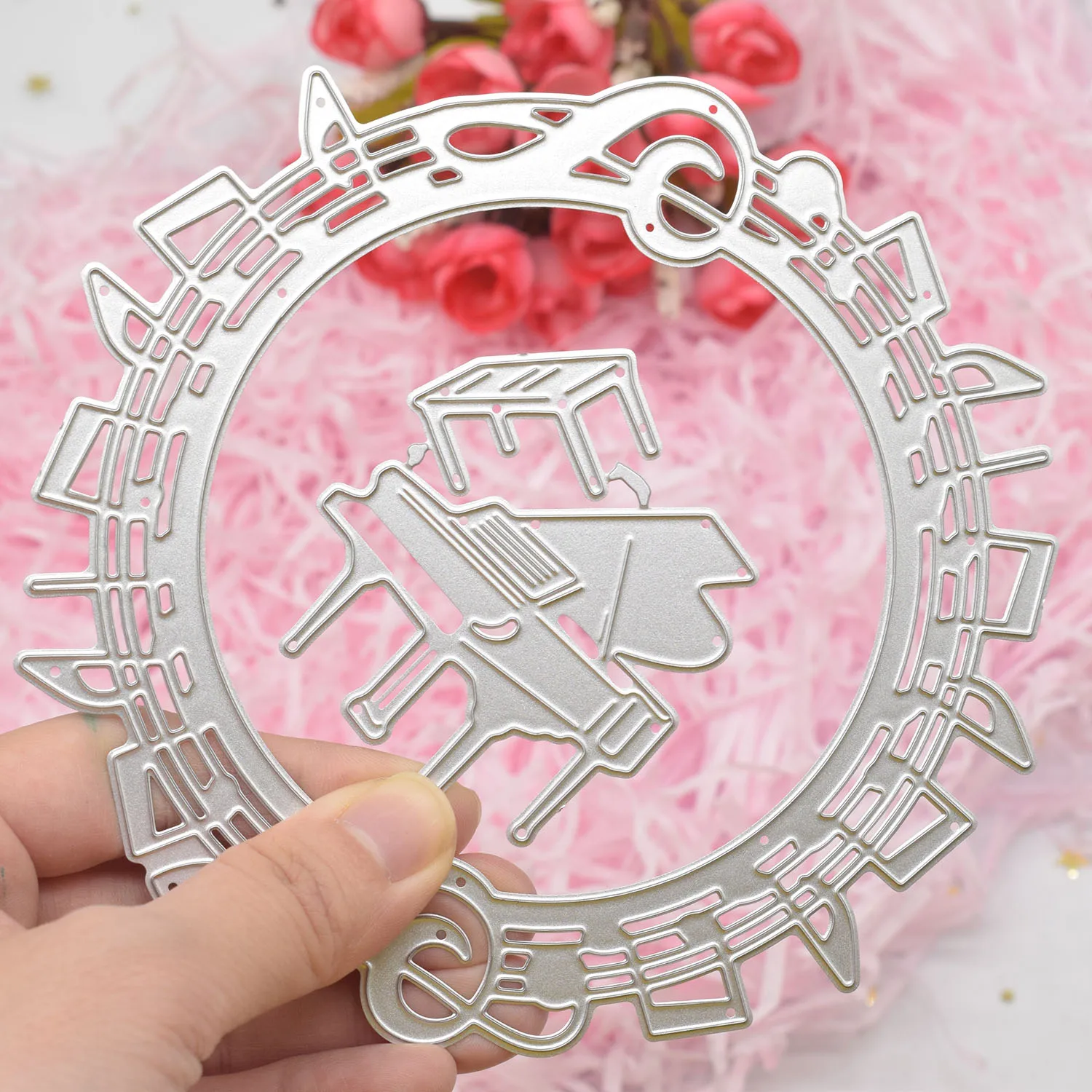 Music Note Piano Cutting Dies Circle Frame  for DIY Scrapbooking Greeting Card Making Paper Crafts