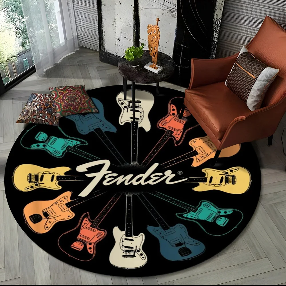 26 Style New Fender Retro Guitar Instruments Music Round Carpet Rug for Bedroom Living Room Sofa Decoration,pet Decor Floor Mat