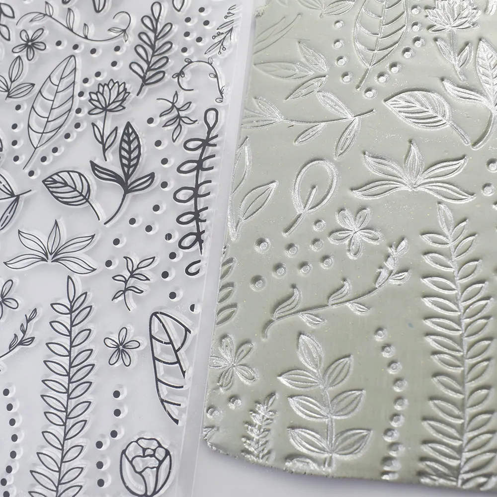 Blumen- und Gras-Textur-Prägepad für Keramik, Ton, weiche Keramik, Kunststoff und Steintextur – Prägestempel – Detail 3
