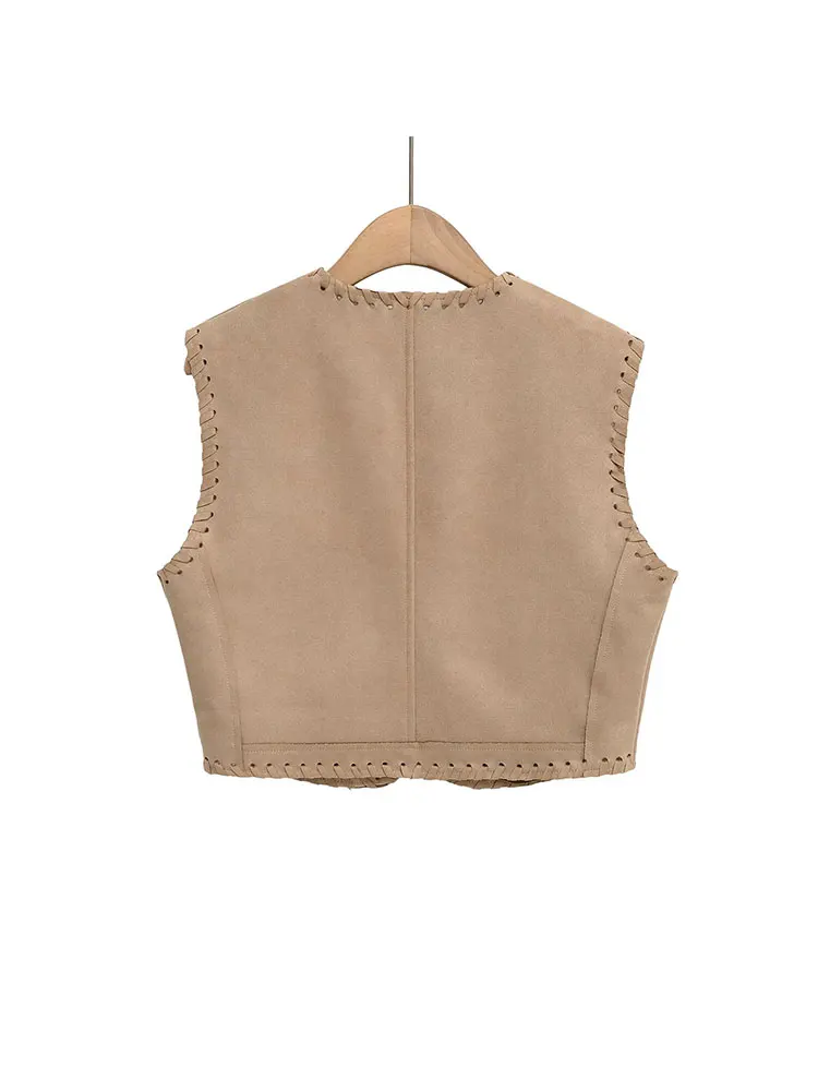 2025 Primavera Estate Elegante Chic Donna Top Gilet corto senza maniche Top femminili di nuova moda