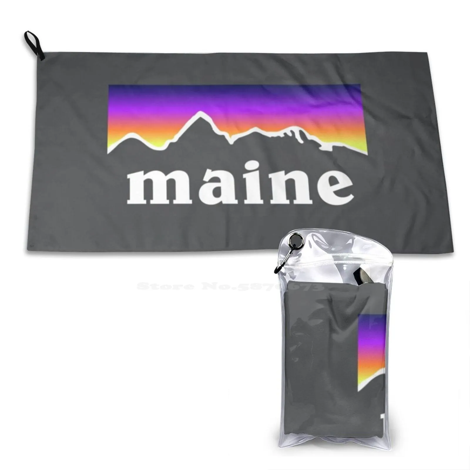 Maine Mountains Outdoor Hiking Lobster Acadia National Park Sugarloaf Bar Harbor State Flag Sunset Gift Ideas Sport Towels