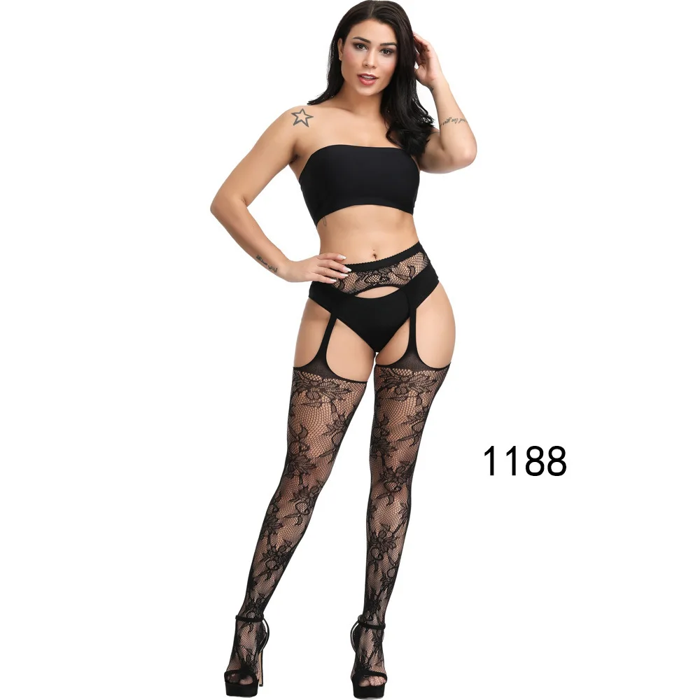 Women Fishnet Stocking Sexy Women Tight Open Crotch Bodystocking High Waist Lingerie Garter Fishnet Pantyhose Crotchless Tight