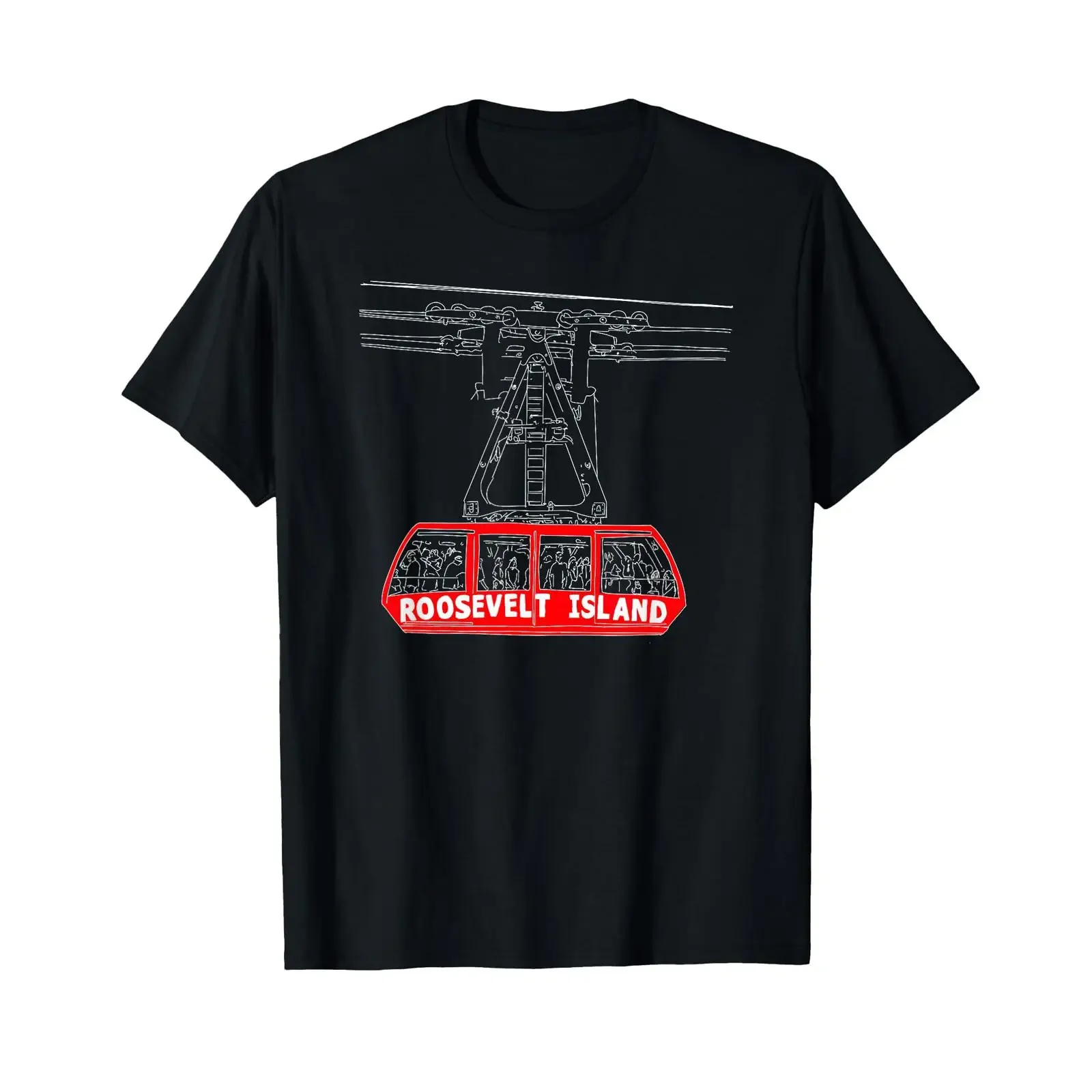 Roosevelt Island Tram Hand Drawn New York City T Shirt vintage Washed Comfortable Casual Unisex Slightly Versatile Breathable