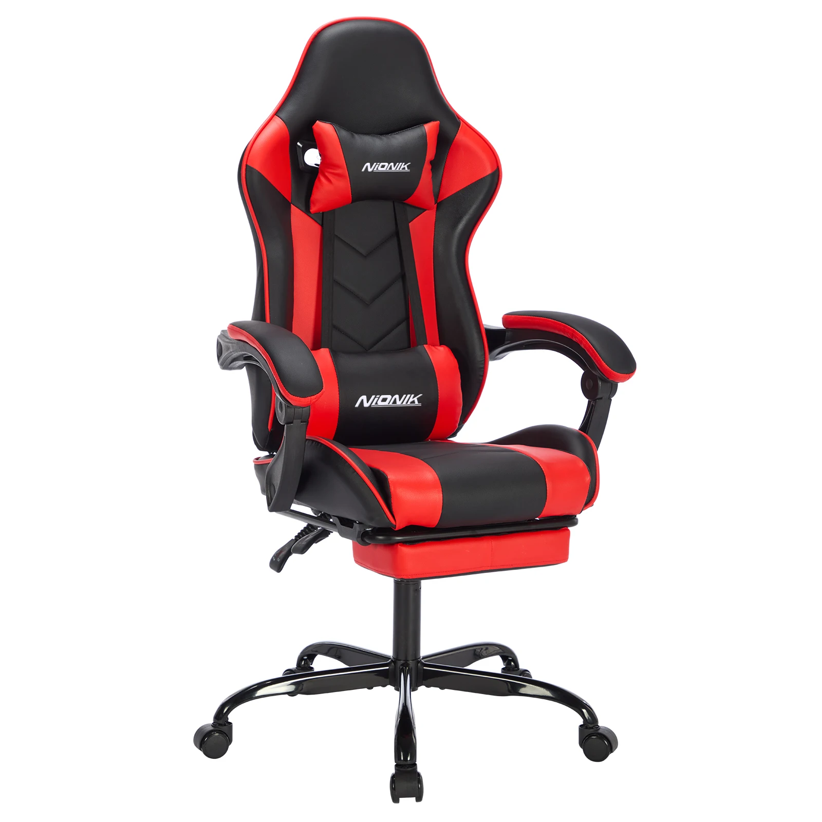 Gaming-Stuhl, Bürostuhl, ergonomischer Gaming-Stuhl mit Fußstütze, ergonomischer Computerstuhl mit Lendenwirbelstütze, höhenverstellbarer Gaming-Bürostuhl, erhältlich in Schwarz, Orange, Blau und Rot