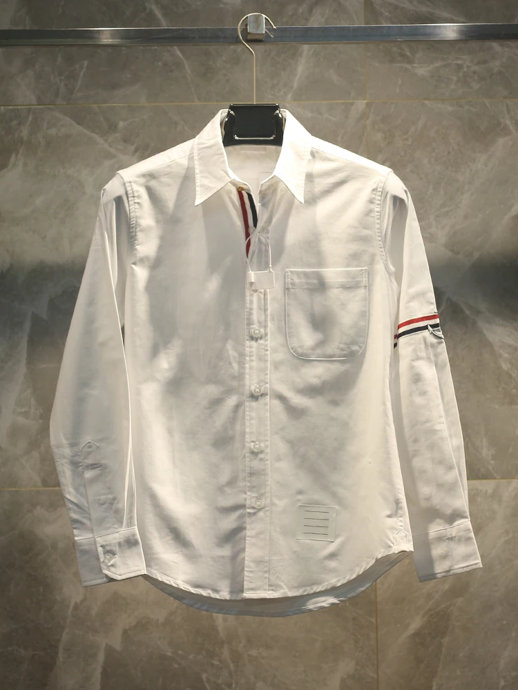 

Мужская повседневная рубашка из оксфордской ткани с вышивкой-аппликацией в виде якоря, высококачественная, новая весенняя коллекция, из смесового хлопка, с длинным рукавом, мягкая, зеленая.