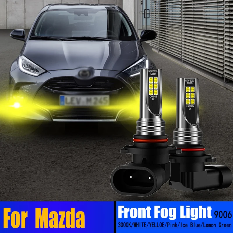 

2X LED Front Fog Light Bulbs Lemon Green Lamp 9006 HB4 For Mazda 2 DY 2003 2004 2005 2006 2007 3 BL CX-9 TB RX-8 SE FE 2003-2012