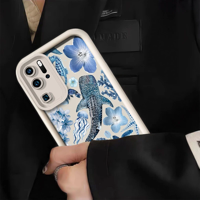 حافظة لهاتف هواوي P50 Pro P Smart Pro Y9 Prime 2019 Y7A Y9S P40 Lite 5G P30 P20 غطاء حوت السلحفاة البحرية