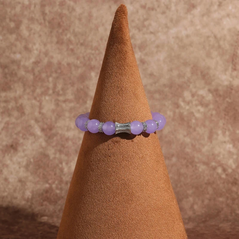 خمر الجمشت البنفسجي مطرز أساور للنساء الفاخرة الحجر الطبيعي مجوهرات صيفية امرأة اكسسوارات مرونة هدية 2025 #4